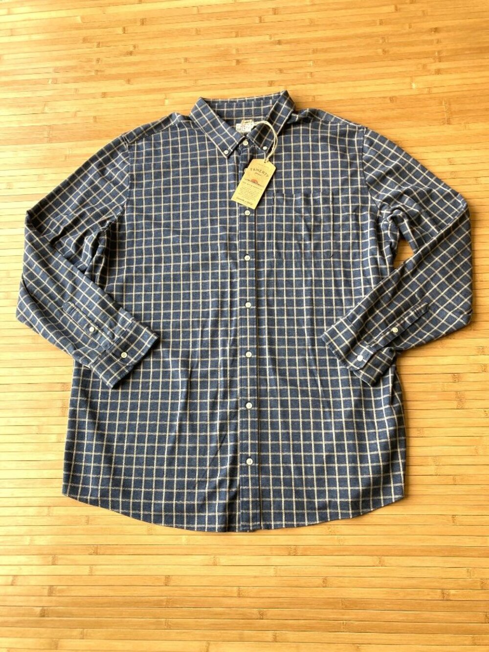 Faherty Coastline Knit Shirt Supima Cotton Mens 2XLT Twilight Check Blue NWT